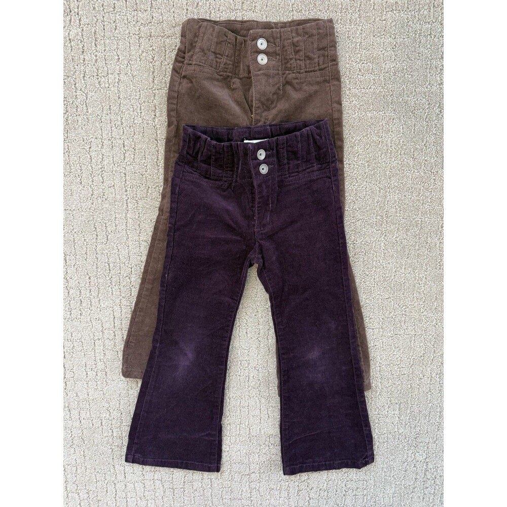 The Children’s Place Girls Corduroy Flare Pants Size 4 Brown & Purple 2 Pairs